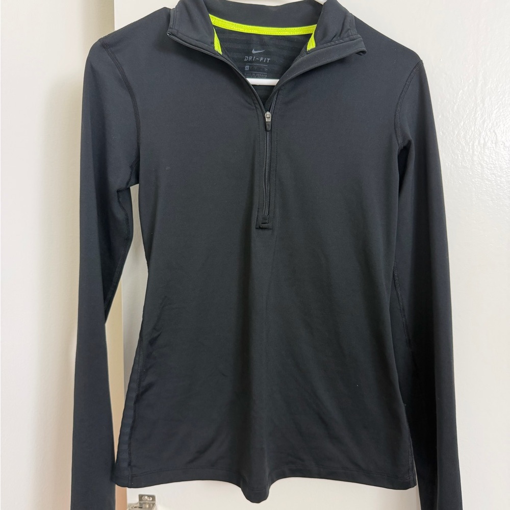 Nike Black and Neon Green Dri-FIT Pullover
